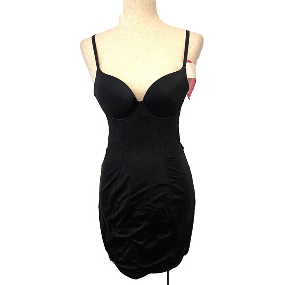 Maidenform Flexees Women's 34B Black Shapewear Slip Firm Control Lacey Padded - Picture 1 of 16
